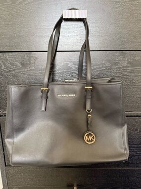 Michael Kors Black Saffiano Tote with Gold Hardware